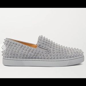 Authentic CHRISTIAN LOUBOUTIN Roller-Boat spike-embellished glittered shoes
